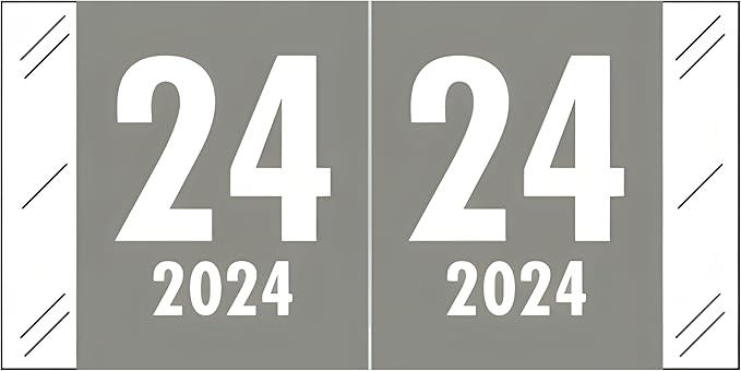 2024 Year Labels, Doctor Stuff 2024 Chart Stickers, Gray Color Coded, Tabbies 11700 Style, USA Made Year Stickers for End Tab File Folders, 1000/Roll, 1 Roll, 3/4" x 1-1/2"
