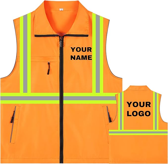 YOWESHOP Lightweight Zip-Up Safety Vest with Pockets for Outdoor Activities,Custom Logo Sleeveless Windbreaker