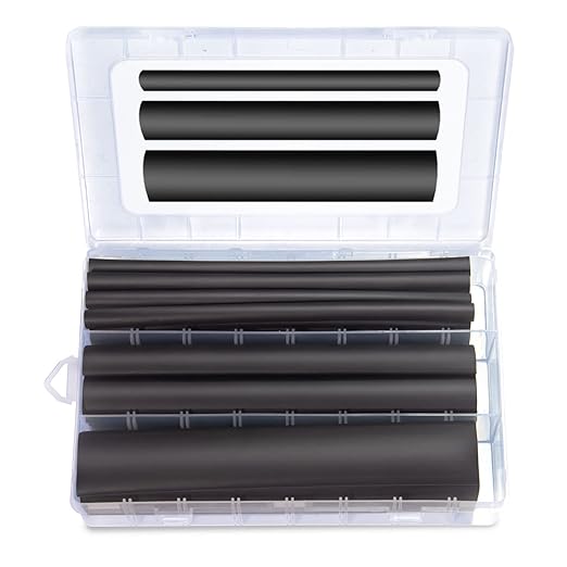 27pcs 3:1 Dual Wall Adhesive Heat Shrink Tubing Kit, 3 Large Sizes (Diameter): 3/4, 1/2, 1/4-inch, Marine 7-inch Long Cable Wire Sleeve Tube Assortment with Storage Case for DIY by MILAPEAK (Black)