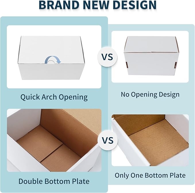 WIFTREY 11x6x6 Shipping Boxes for Small Business 20 PACK, White Corrugated Cardboard Mailer Boxes for Packing Mailing