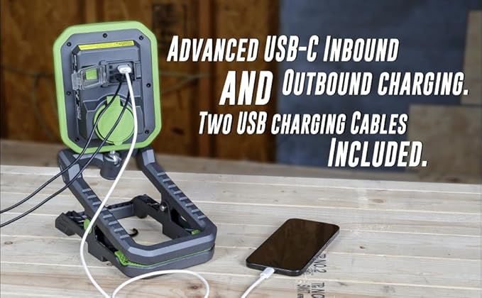 PowerSmith LED Clamp Work Light 3000 Lumen Clip On Rechargeable Light Powered with120V AC or Rechargeable Battery
