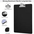 ZCZN Metal Clipboard, 6 Pack Heavy Duty Aluminum Clipboards 12 x 9 Inches, A4 Letter Sizer Document Holder with High Capacity Clip, Suitable for School, Office, Jobsite or Medical Staff, Black