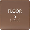 6" X6" Floor 6 Sign - ADA Compliant Tactile Graphics Grade 2 Braille Text Acrylic Wall Signs - Directional Assistance, Floor Number Safety Sign for Office, school Hospital, Apartment