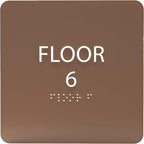 6" X6" Floor 6 Sign - ADA Compliant Tactile Graphics Grade 2 Braille Text Acrylic Wall Signs - Directional Assistance, Floor Number Safety Sign for Office, school Hospital, Apartment