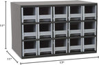Akro-Mils Steel Garage Storage Cabinet, Small Parts Organizer Metal Cabinet for Hardware, Nails, Screws, Bolts, Nuts, and More, 17" W x 11" D x 11" H, 15-Drawer, Gray Cabinet/Gray Drawers (19715)