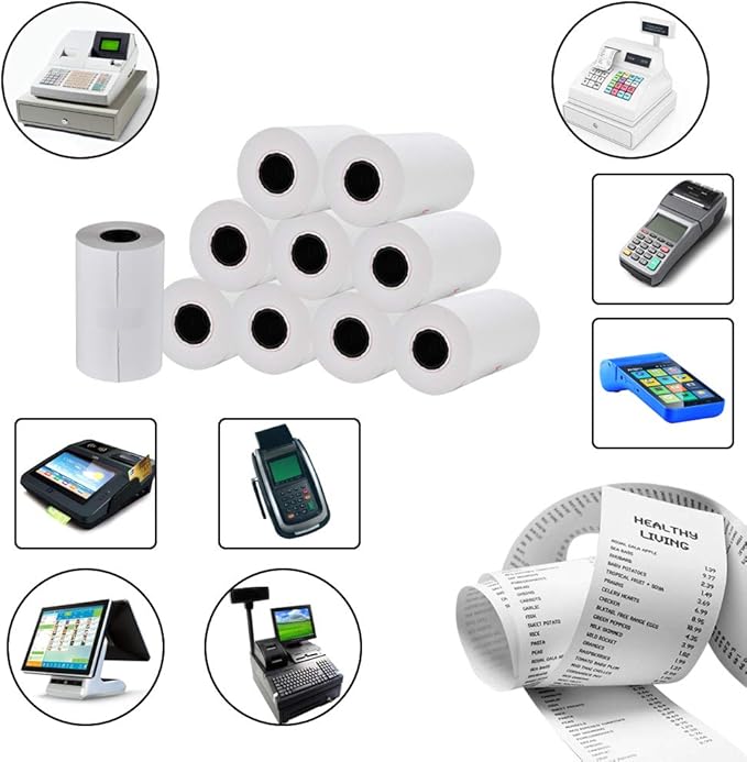RyhamPaper 50 Rolls Thermal Receipt Paper, Thermal Paper 2 1/4" x 50' Pos Receipt Paper, Cash Register Rolls