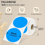 3 X 3 Inch Round Thermal Labels Circle Color Coding Labels Printable Waterproof 500PCS Round Stickers Adhesive Writable for Home, Garage, DIY Sticker, Barcodes,4 Rolls of Fluorescent Blue