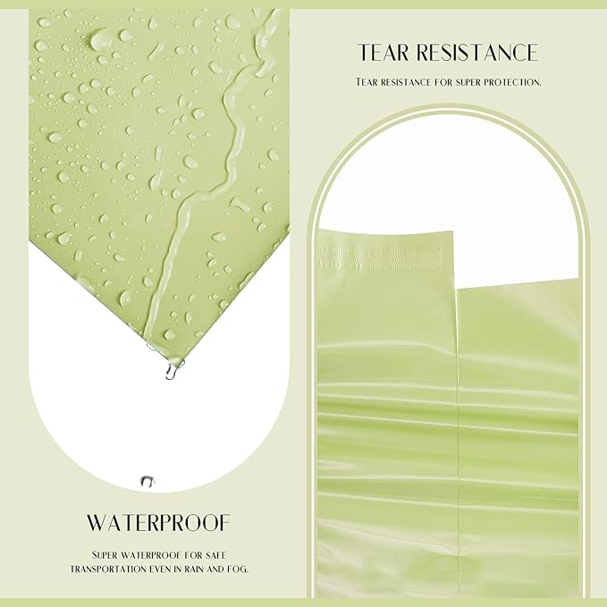 Metronic Poly Mailers 10X13 100PC, Sturdy Shipping Bags for Small Business, Waterproof Mailers Poly Bags, Strong Adhesive Shipping Envelopes for Clothing, Efficient Mailing Envelopes in Avocado Green