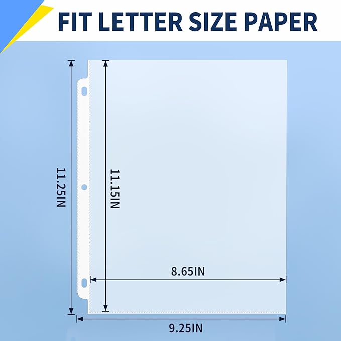 SUNEE Sheet Protectors 500 Packs for 3 Ring Binder, PVC-Free Clear Page Protectors 8.5x11 Inches Plastic Cover for Paper, Documents, Photos, Top Loading Binder Sleeves Letter Size