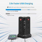 Surge Protector Power Strip with 5 USB Ports(1 USB C PD20W), 2nd Generation PASSUS Power Strips with Night Light, 10FT Extension Cord with Multiple Outlets for Home Office Dormroom Essentials