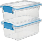 Sterilite 18-Pack Gasket Box, Weather-Resistant Storage Bins with Latching Lids, 7.5 Quart - Heavy-Duty Organizing Containers for Closet, Bathroom, and Office