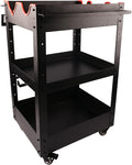 Maxshine Premium Rolling Detailing Cart (22.05"D x 23.62"W x 31.5"H) - 3 Tier Rolling Utility Tool Cart (Black) -Easy Assembly - Organizer for Detailers' Garage, Workshop, Repair Shop, or Tool Storage