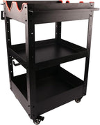 Maxshine Premium Rolling Detailing Cart (22.05"D x 23.62"W x 31.5"H) - 3 Tier Rolling Utility Tool Cart (Black) -Easy Assembly - Organizer for Detailers' Garage, Workshop, Repair Shop, or Tool Storage