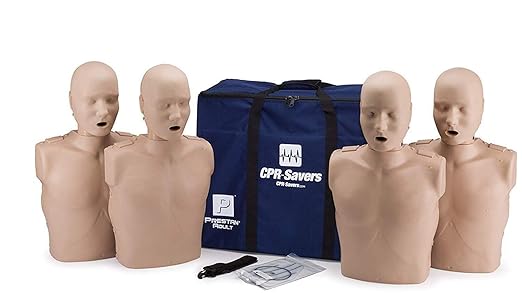 CPR Savers Prestan Professional Adult CPR Training Manikin with 2019 AHA Feedback Monitor, Medium Skin, 4-Pack, PP-AM-400M-MS