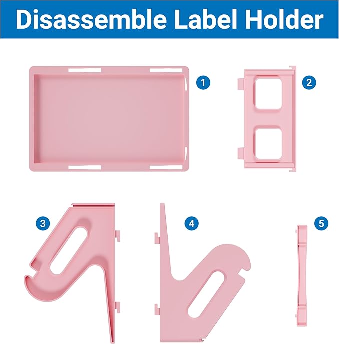 Jiose Label Holder for Thermal Printer - Compatible with 4x6 Rolls and Fan-Fold Thermal Labels - Shiping Label Holder (Pink)