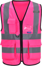 A-SAFETY Pink High Visibility Safety Vest with Reflective Strips, Multiple Colors Available,X-Large