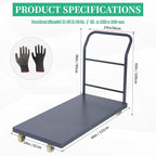 Heavy Duty Flatbed Cart 48"x24" Platform Truck, 2000 lbs Capacity Steel Hand Truck with 4 Swivel Wheels, Industrial Utility Push Cart for Warehouse, Garage, and Moving Supplies