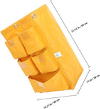 VALICLUD Replacement Waterproof Janitorial Cleaning Cart Bag with 5 Additional Compartments, Yellow Fabric Housekeeping Cart Storage Bag for Hotel and Commercial Cleaning Supplies
