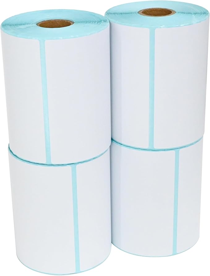L LIKED 4"x6" Direct Thermal Labels, 1000 PCS White Perforated & Strong Adhesive Shipping Labels, 250 Labels per Roll, for Address Barcode Mailing (4 Rolls)