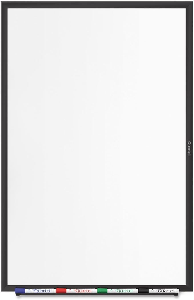 Quartet Magnetic Dry Erase White Board, 2' x 1-1/2 Whiteboard, Nano-Clean Surface Resists Ink Stains, Black Aluminum Frame (SM531B)