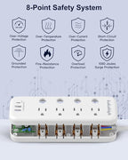 15FT Heavy Duty Extension Cord with Individual Switches on Off, 1875W Appliance Extension Cord with USB Ports, 8 outlets, High Wattage for Microwave, Aquarium, Kitchen, Garage Must Have