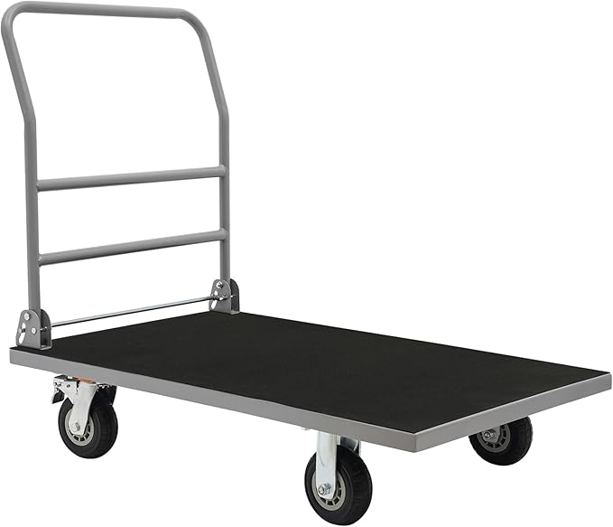 Heavy Duty Foldable Platform Truck Cart with 4 Wheels,41'' L x 25'' W Steel Rolling Flat Cart Push Cart Dolly Large Hand Truck Dolly 2200LBS Capacity Moving Hand Dolly for Groceries,Garage,Warehouse