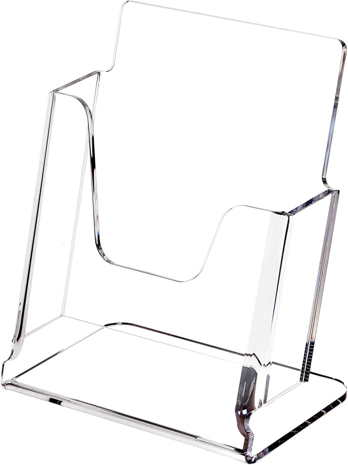Acrylic Brochure Holder 6X8 Inches Clear Acrylic Flyer Holder Brochure Holder Sign Holder Pamphlet Holder Menu Holder Display Stand 1 Pack For Weddings Offices Exhibition Restaurants Hotel Etc…