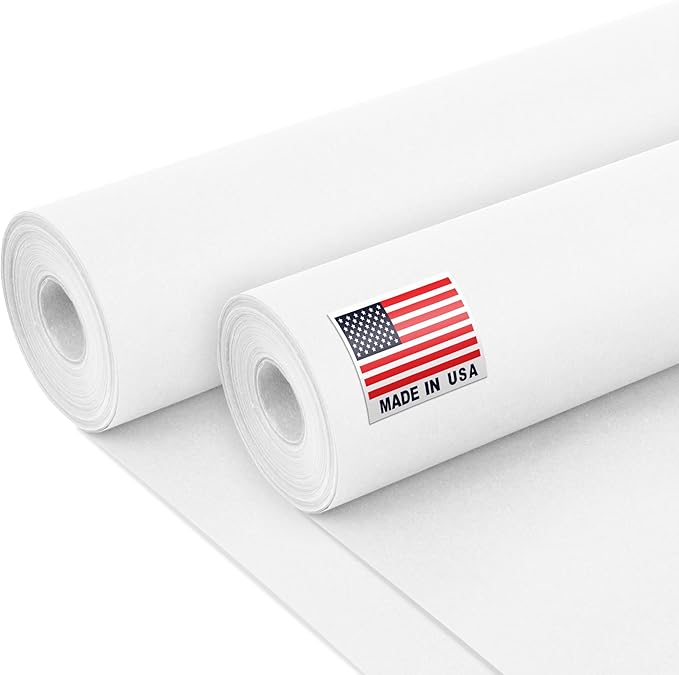 24" x 1200" (100 ft) White Kraft Paper Roll (Value Pack of 2), 45 lbs Thickness, Made in USA Colored Kraft Paper for School, Bulletin Board - Odorless, Non-Toxic, Safe for Kids