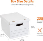 Amazon Basics Medium Duty Storage/Filing Boxes With Lid and Handles, Legal/Letter Size, 12-Pack, White, 16.2" L x 12.5" W x 10.5" H
