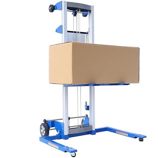 70" Material Lift Winch Stacker, 500 lbs Capacity Manual Material Lifts, Adjustable Straddle Material Lifter, Hand Winch Lift Trucks for Warehouse, Factory, Lightweight, 42.90" L x 43.30" W