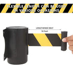 A-KARCK Wall Mount Retractable Belt 16 Foot 2 Packs, Crowd Control Wall Barrier with Steel Case Black and Yellow Belt Works in Any Weather Conditions