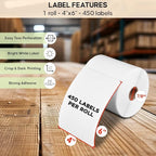 SL450 4x6 Shipping Label in 1 Roll (450 Pages per roll) Support Arkscan Label Printers, Compatible w/Zebra LP2844, Zp-450, Zp-500, Zp-505 and Other Brands, It's Designed for Direct Thermal, White.