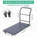 Heavy Duty Flatbed Cart 48"x30" Platform Truck, 2000 lbs Capacity Steel Hand Truck with 4 Swivel Wheels, Industrial Utility Push Cart for Warehouse, Garage, and Moving Supplies