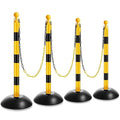 Amylove Plastic Stanchion Post Set, Traffic Warning Line Stanchion Crowd Control Safety Barriers Driveway Barrier with 5 Chains and 10 S Hooks for Outdoor Indoor Parking(Yellow Black,4 Pcs)
