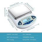 Lab Scale 5000g x 0.01g Accuracy High Precision Electronic Analytical Balance Laboratory Precision Scale Digital Kitchen Balance Scale Jewelry Scale Scientific Scale, 6.7'' Weighing Surface Dp