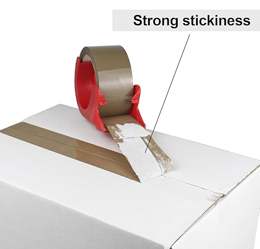 BOMEI PACK Brown Packing Tape with Dispenser, 2.4 Mil 1.88 Inch x 60 Yards, 6 Refills Rolls Packaging Tape for Moving, Shipping and Storage