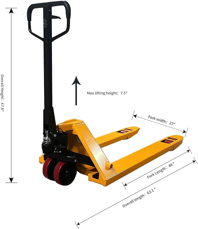 APOLLOLIFT Pallet Jack, Heavy Duty Pallet Jack Truck 7700lbs Capacity 48" L×27" W Forks for Warehouse