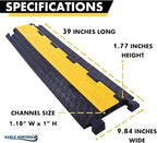 Kable Kontrol Atlas Cable Protector Wire Ramp - 2 Channel Bulk Wholesale Pallet - 80 Pcs - 39" Long Black & Yellow - 20,000 Lbs Load Capacity - Rubber Speed Bump Wire Protector Cord Cover - CP9972
