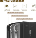 Metal Locker Cabinet, 27" W Bathroom Storage Cabinet, Vertical Steel Storage Cabinet with Locking Door and 3 Adjustable Shelves, Garage Tool File Lockers for Home Office, Garage, Bathroom, Black