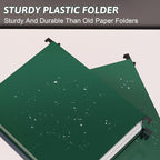 Plastic Hanging File Folder Extra Capacity,12 Pack Reinforced Hang Folders with Heavy Duty 2 Inch Expansion,Filing Cabinet Folders Letter Size,Hanging Organizer Designed for Bulky Files(Green)