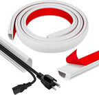 Cord Wall Cover, 39in Self-Adhesive Wire Covers for Cords on Wall, Extension Cable Hider for Floor, Mounted Tv, Home and Office Cavity 0.63" Wx0.31 H (White)