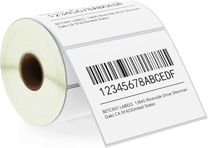 BETCKEY - 4" x 3" (102 mm x 76 mm) Shipping & Multipurpose Labels Compatible with Zebra & Rollo Label Printer,Premium Adhesive & Perforated [1 Rolls, 500 Labels]