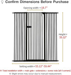 Lumizone Extra Tall Cat Gate 55.12" High Pressure Mounted Extra Wide 2025 New (17 Sizes) 1.37" Gap No Drilling Auto-Close One-Handed Operation Tall Pet Gate for Dogs(Black, 55.12" H x 55.12"-59.44" W)
