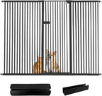 Lumizone Extra Tall Cat Gate 55.12" High Pressure Mounted Extra Wide 2025 New (17 Sizes) 1.37" Gap No Drilling Auto-Close One-Handed Operation Tall Pet Gate for Dogs(Black, 55.12" H x 80.12"-84.44" W)