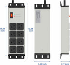 CCCEI 2PCS Heavy Duty Power Strip Surge Protector 20 AMP, 8 Outlets 12 Gauge Shop Garage Metal Multiple Outlets, 15 FT Extension Cord 5-15P Adapter High Amp 6-20R T-Slot 20a for Appliance Grey.