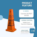 BESEA 8 Pack Red Safety Cones Caution DO NOT Enter Sign 4-Sided Heavy Duty Traffic Cones with Weighted Base for Restricted Areas, Construction Zones, Private Property