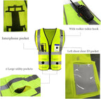 YOWESHOP High Reflective Visibility Safety Vest with Pockets and Zipper Custom Your Logo Safety Workwear