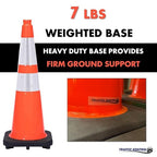3 Pack 28" Inch Orange Traffic Safety Cones with Dual Reflective Collars - High Visibility Industrial Pylons Traffic Cones for Road, Parking Lots, Driving, Construction