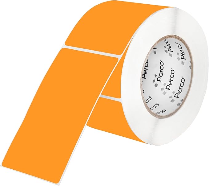 Perco Fluorescent Orange 3x5 Inch Perforated Sticker Labels — 150 Stickers/Roll — with Permanent Adhesive for Inventory Management, Color Coding, Moving Boxes, Retail, Organizing & Crafts—Made in USA