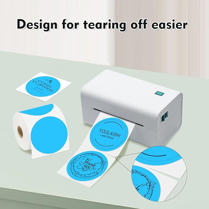 3 X 3 Inch Color Coding Dot Labels Circle Thermal Printable Waterproof 500 Pcs Round Stickers Adhesive Writable for Office, Home, Garage, DIY Sticker, Barcodes, Name Tag, Sky Blue